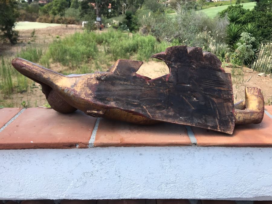 Vintage Carved Wooden Gilded Buddha Sculpture Statute Lying Stance 32W X 12D X 9H [Photo 29]