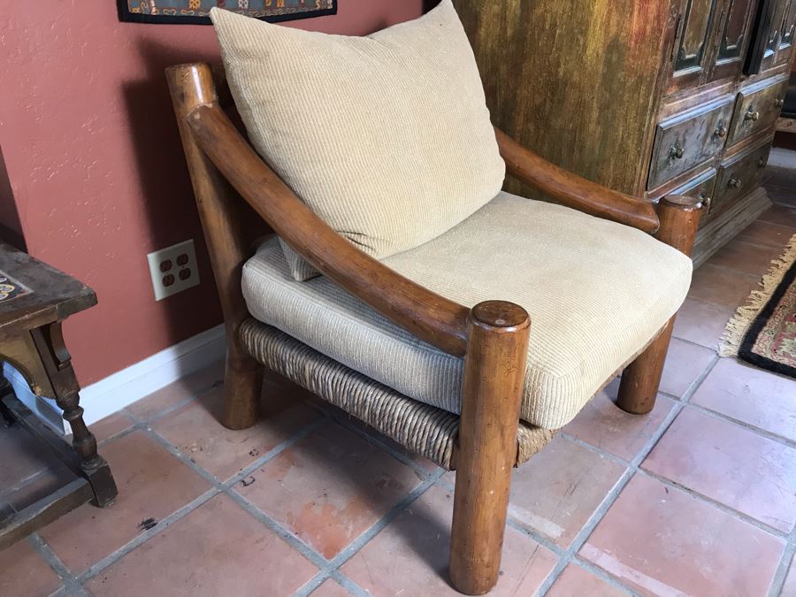 Oversized Ranch House Rush Seat Wooden Armchair [Photo 5]