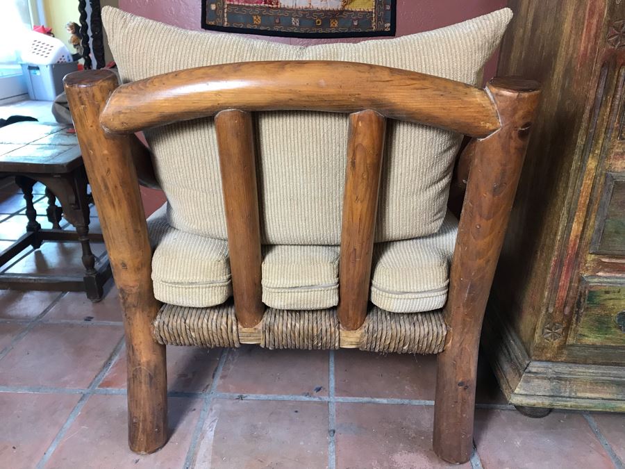 Oversized Ranch House Rush Seat Wooden Armchair [Photo 11]
