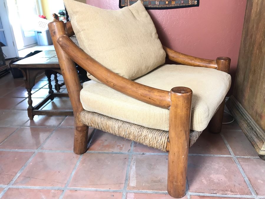 Oversized Ranch House Rush Seat Wooden Armchair [Photo 10]