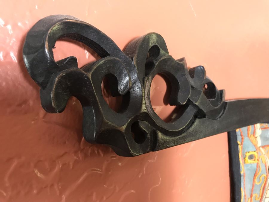 Hand Stitched Indian Crazy Quilt With Wooden Rod 24W X 36H [Photo 8]