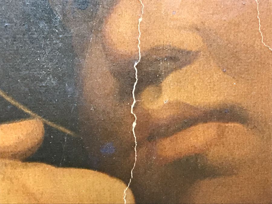 Vintage Damaged Print In Antique Wooden Frame 35 X 35 - See Photos [Photo 14]