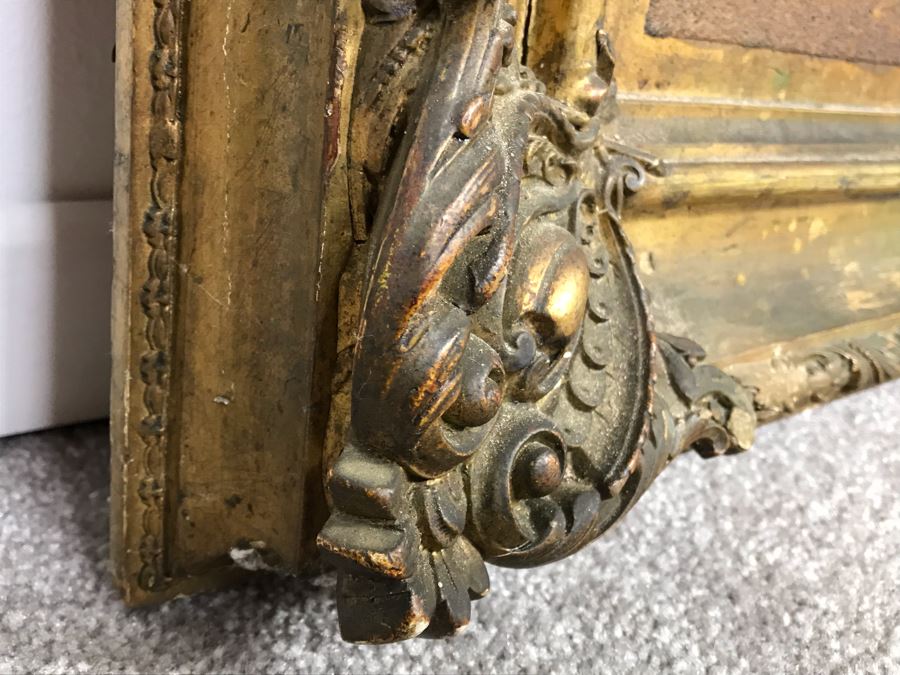 Vintage Damaged Print In Antique Wooden Frame 35 X 35 - See Photos [Photo 19]