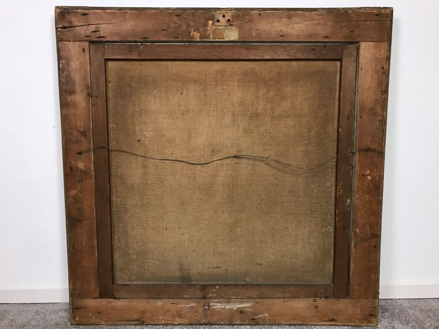 Vintage Damaged Print In Antique Wooden Frame 35 X 35 - See Photos [Photo 2]