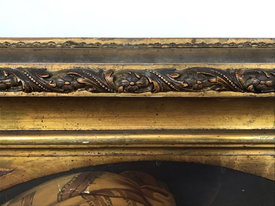 Vintage Damaged Print In Antique Wooden Frame 35 X 35 - See Photos [Photo 18]