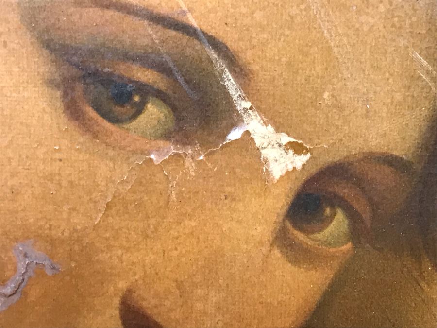 Vintage Damaged Print In Antique Wooden Frame 35 X 35 - See Photos [Photo 15]