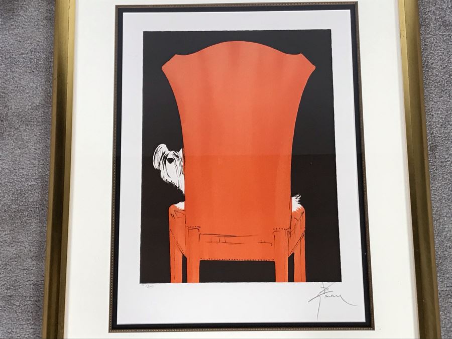 Rene Gruau Hand Signed Limited Edition Lithograph Titled 'La Chaise Rouge' 151 Of 300 25.5W X 31.5H [Photo 3]