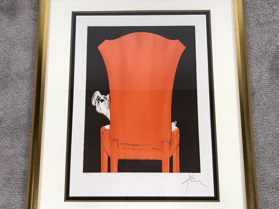 Rene Gruau Hand Signed Limited Edition Lithograph Titled 'La Chaise Rouge' 151 Of 300 25.5W X 31.5H [Photo 5]