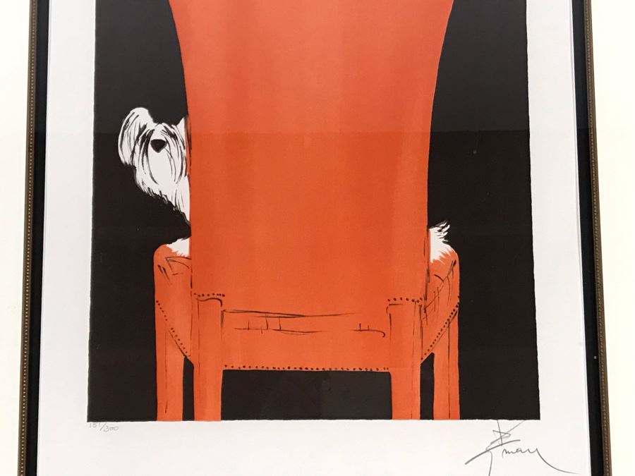 Rene Gruau Hand Signed Limited Edition Lithograph Titled 'La Chaise Rouge' 151 Of 300 25.5W X 31.5H [Photo 6]