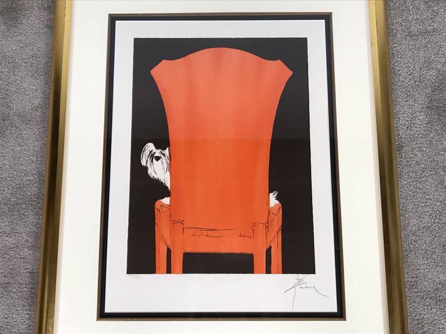 Rene Gruau Hand Signed Limited Edition Lithograph Titled 'La Chaise Rouge' 151 Of 300 25.5W X 31.5H [Photo 4]