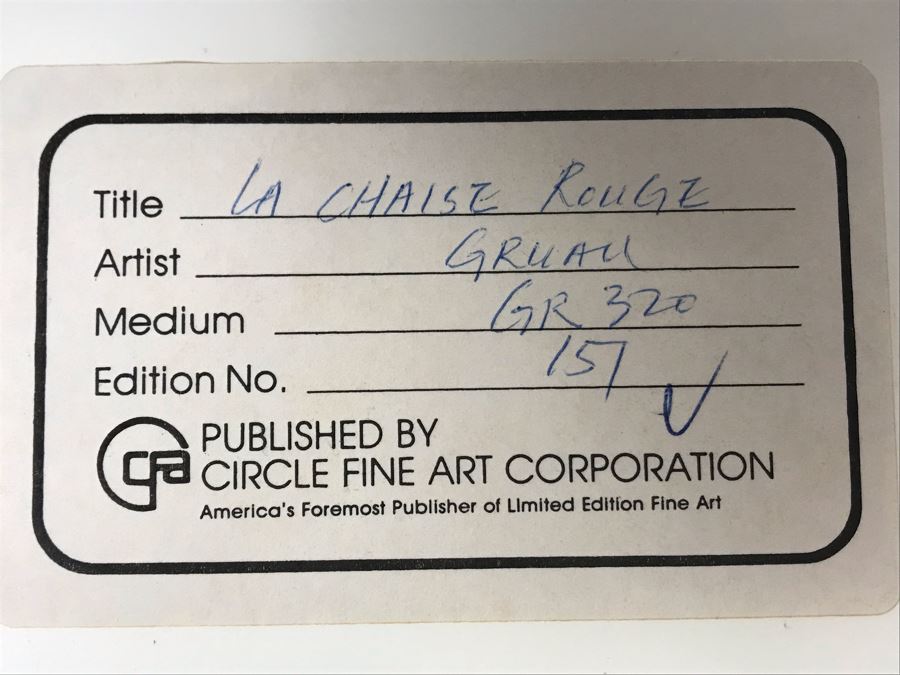 Rene Gruau Hand Signed Limited Edition Lithograph Titled 'La Chaise Rouge' 151 Of 300 25.5W X 31.5H [Photo 10]