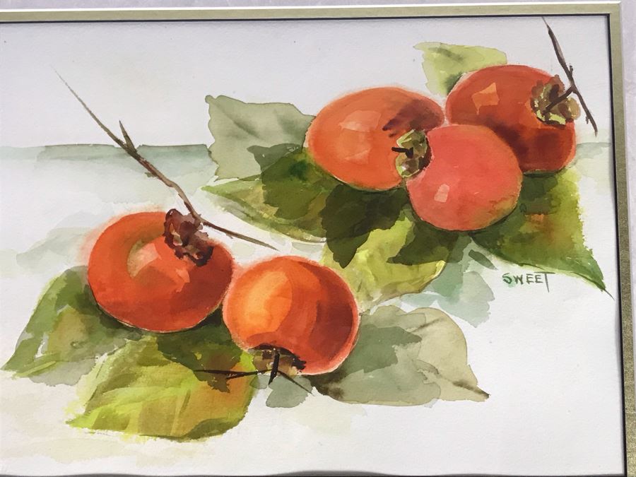 Framed Original Watercolor Painting Of Fruit Signed Sweet 22 X 18 [Photo 5]