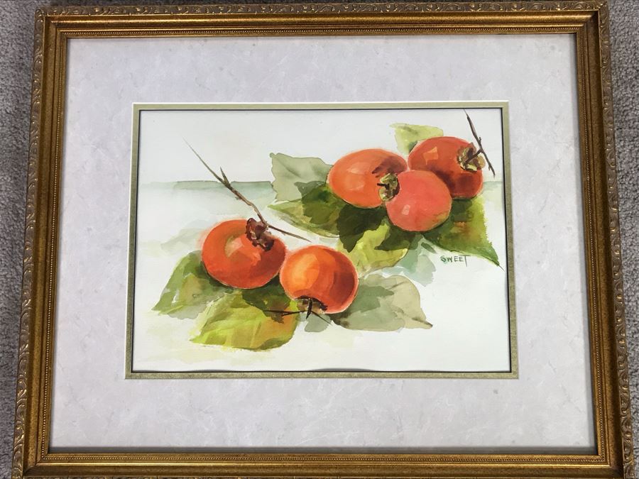 Framed Original Watercolor Painting Of Fruit Signed Sweet 22 X 18 [Photo 2]