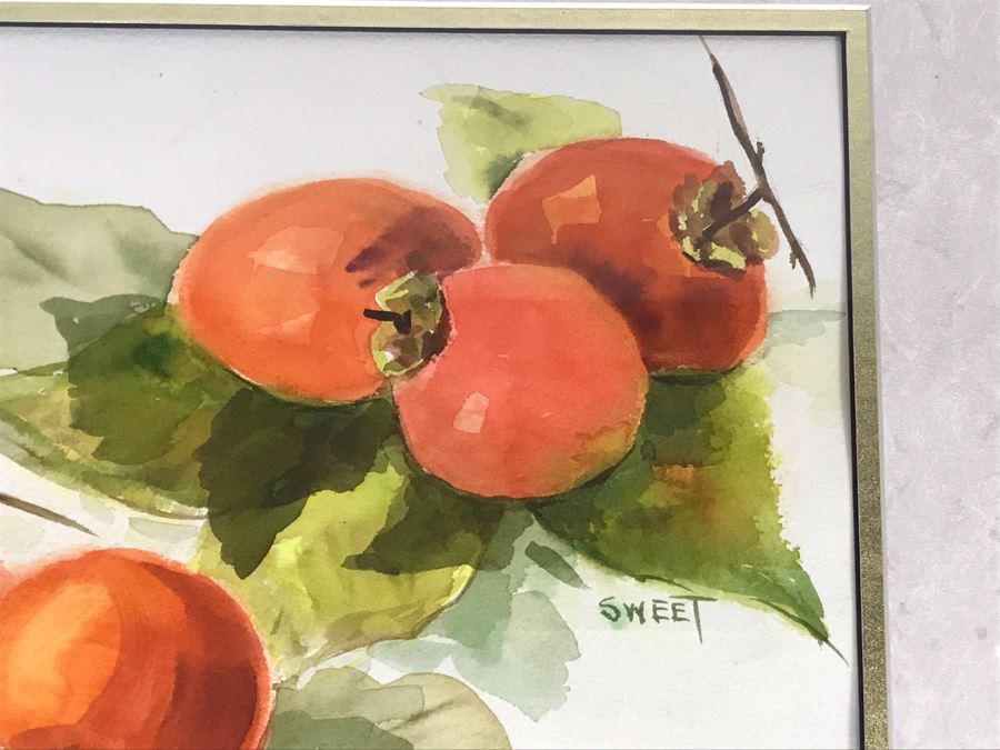 Framed Original Watercolor Painting Of Fruit Signed Sweet 22 X 18 [Photo 6]