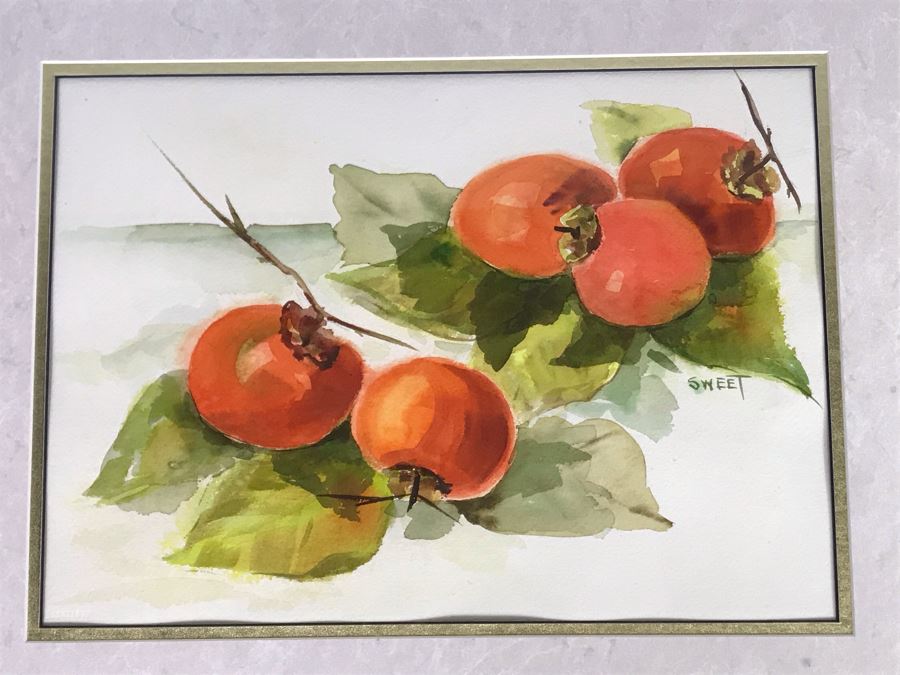 Framed Original Watercolor Painting Of Fruit Signed Sweet 22 X 18 [Photo 3]