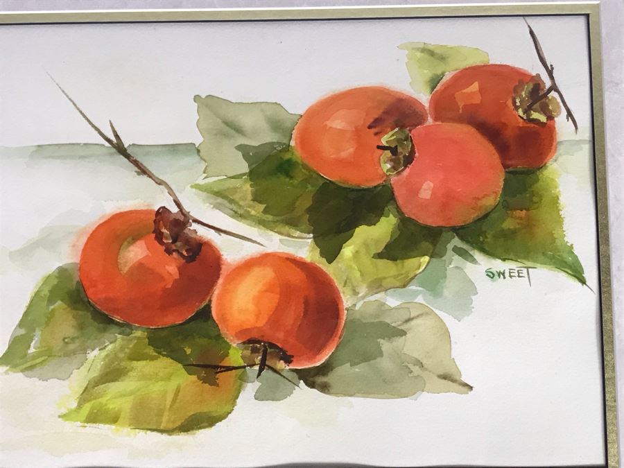 Framed Original Watercolor Painting Of Fruit Signed Sweet 22 X 18 [Photo 4]