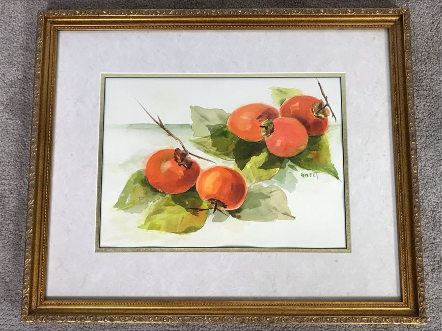Framed Original Watercolor Painting Of Fruit Signed Sweet 22 X 18 [Photo 1]