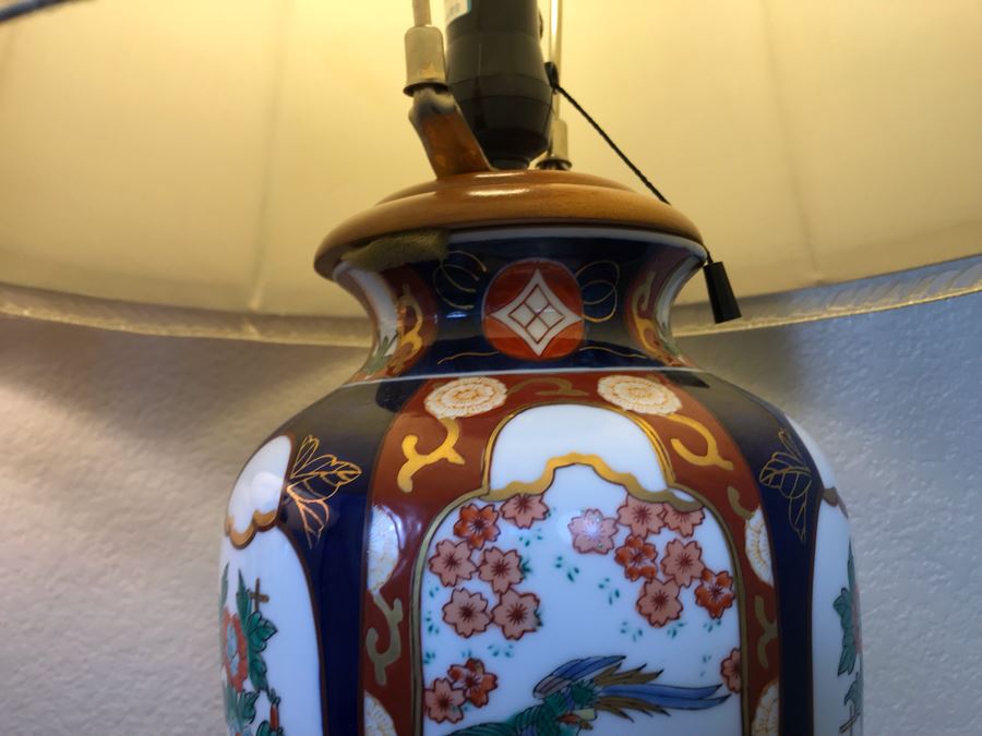Pair Of Japanese Imari Hand Painted Porcelain Table Lamps [Photo 8]