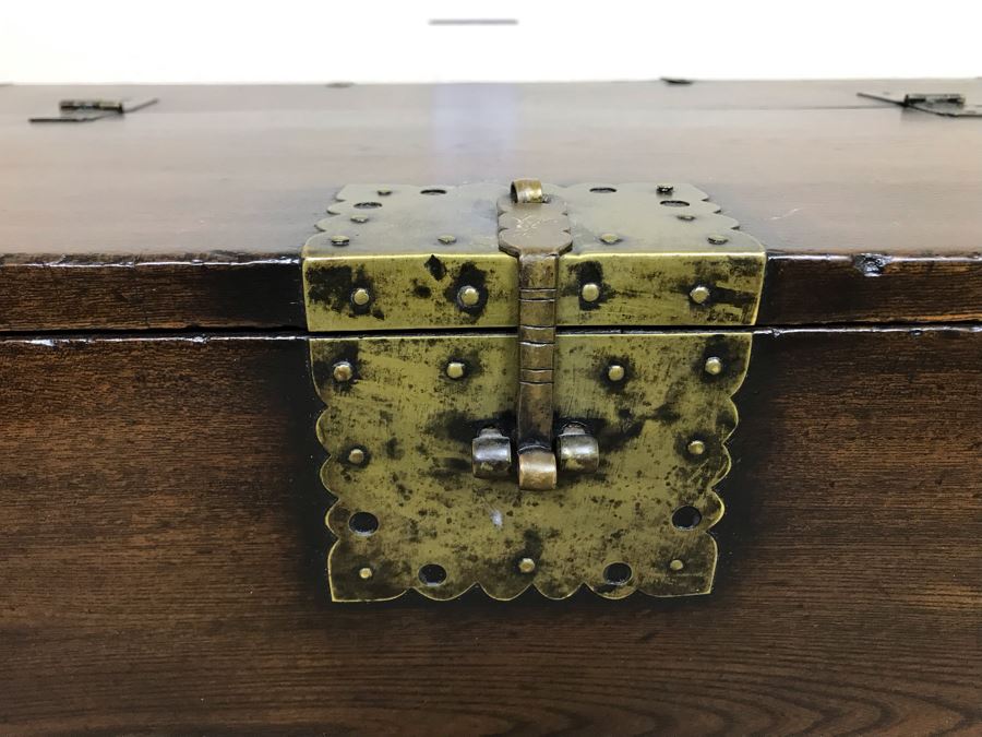 JUST ADDED - Antique Asian Chest With Brass Hardware 28W X 13D X 12H [Photo 5]