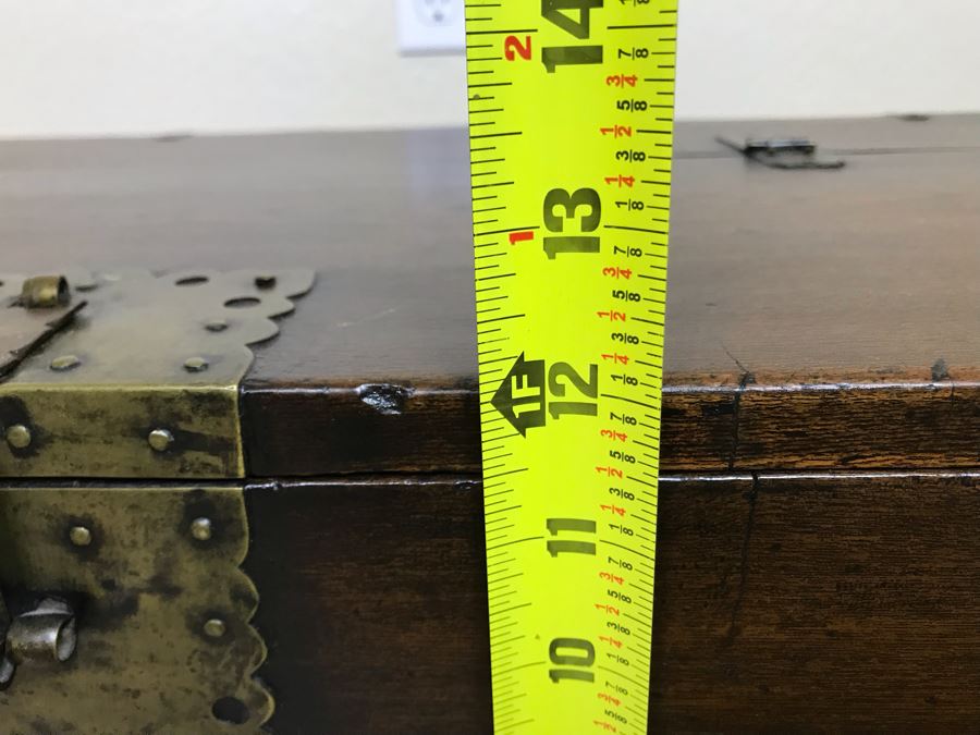 JUST ADDED - Antique Asian Chest With Brass Hardware 28W X 13D X 12H [Photo 19]