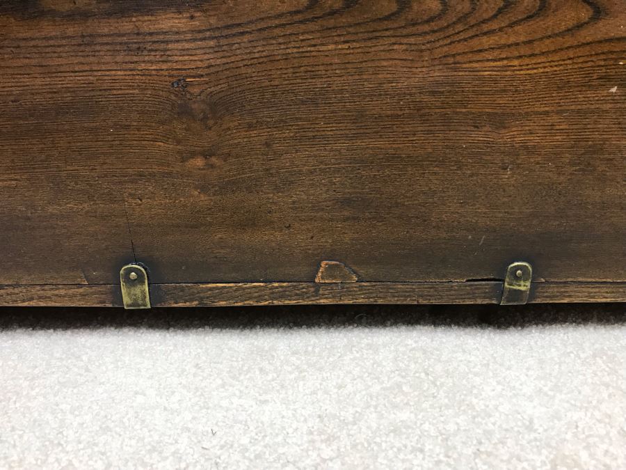 JUST ADDED - Antique Asian Chest With Brass Hardware 28W X 13D X 12H [Photo 6]