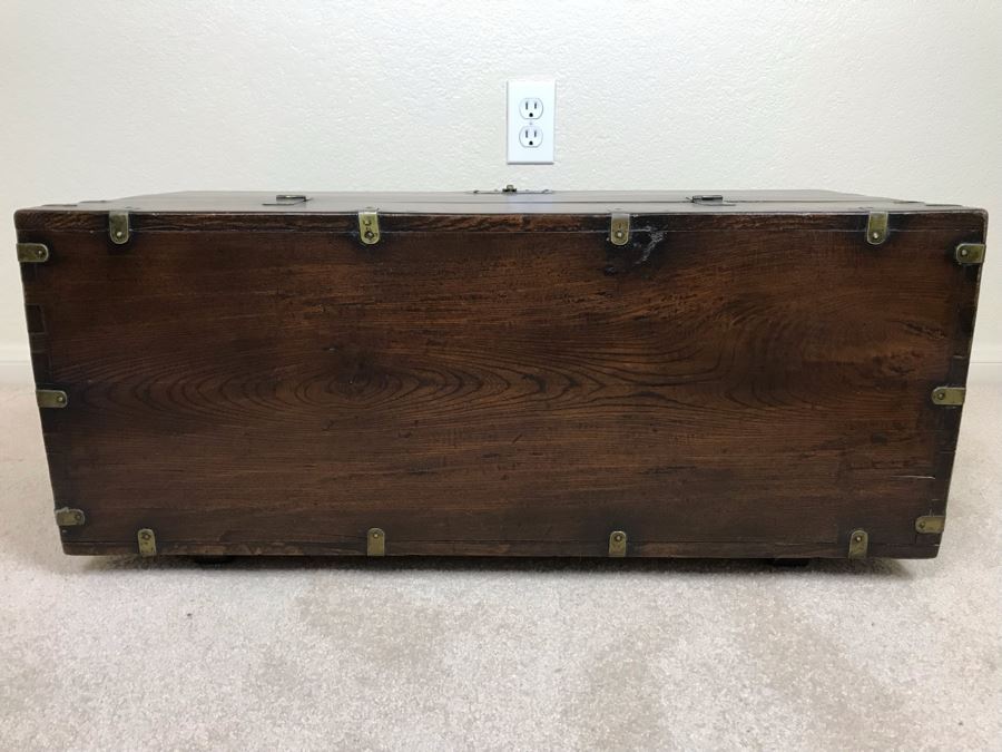 JUST ADDED - Antique Asian Chest With Brass Hardware 28W X 13D X 12H [Photo 15]