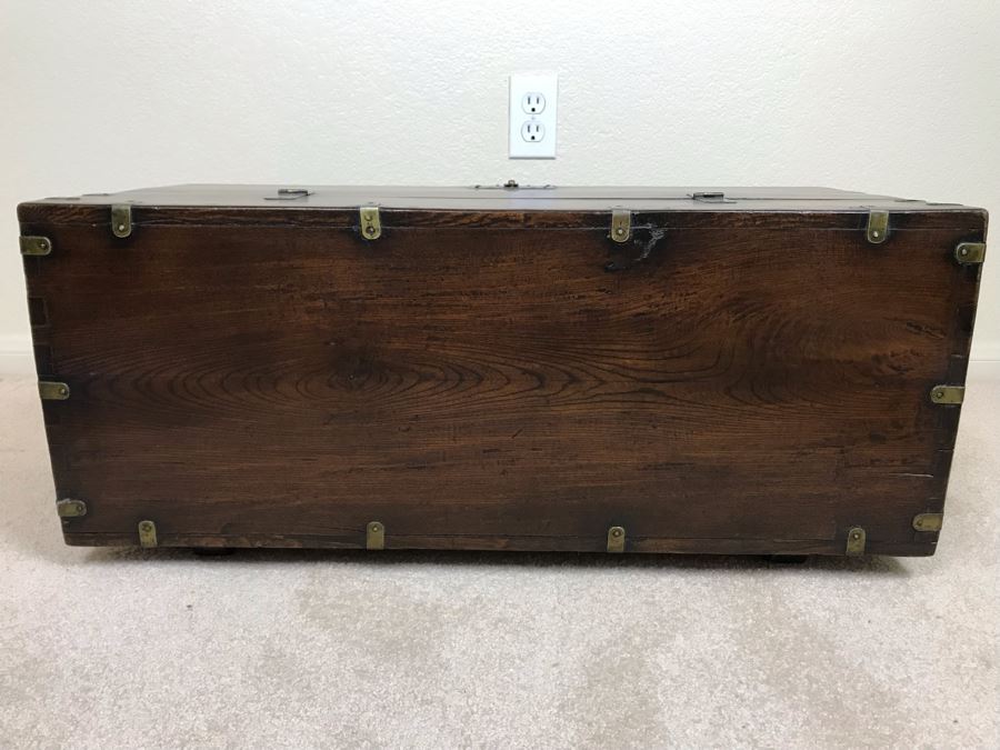 JUST ADDED - Antique Asian Chest With Brass Hardware 28W X 13D X 12H [Photo 14]