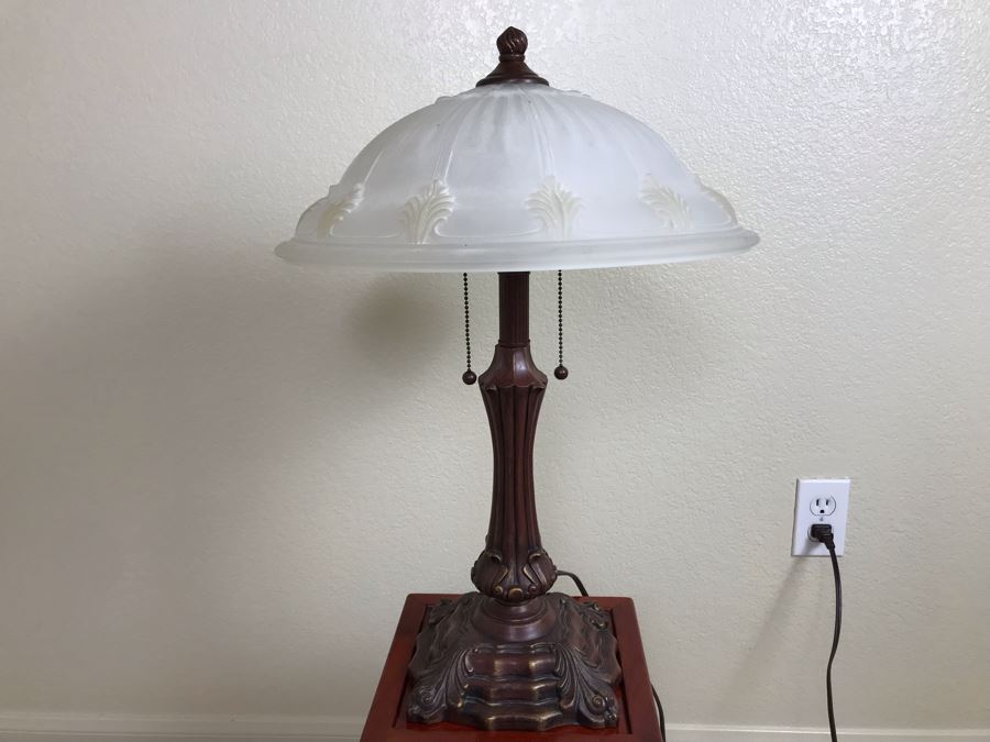 Metal Table Lamp With Glass Shade [Photo 8]