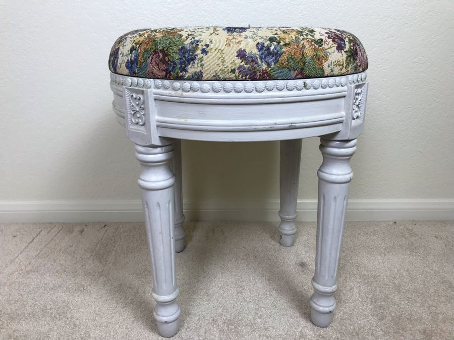Shabby Chic Painted Stool 17W X 19H