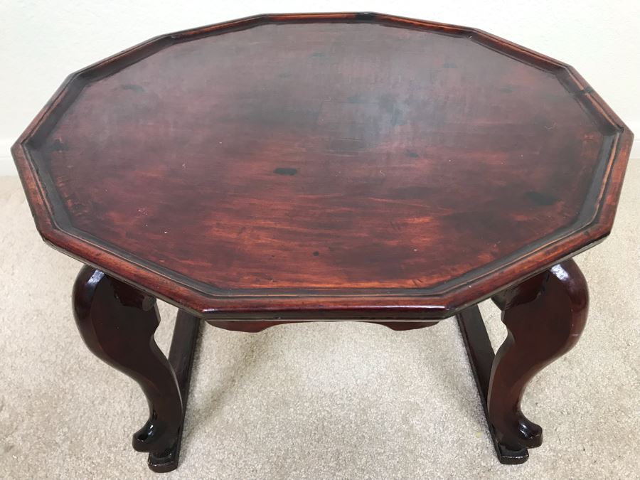 Vintage Handmade Asian Wooden Stand 18W X 10.5H [Photo 2]