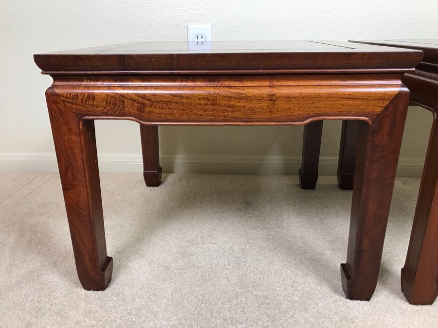 Pair Of Chinese Hong Kong Wooden Side Tables 20W X 16H [Photo 4]