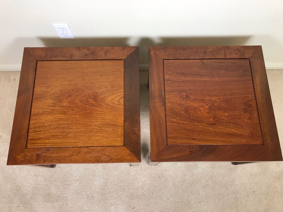 Pair Of Chinese Hong Kong Wooden Side Tables 20W X 16H [Photo 10]