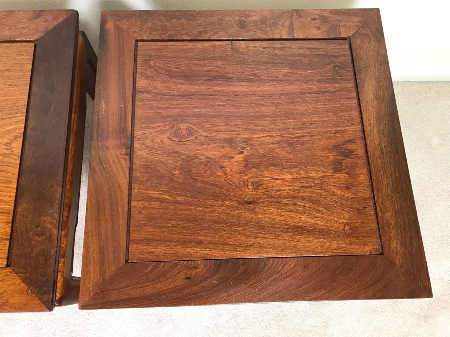 Pair Of Chinese Hong Kong Wooden Side Tables 20W X 16H [Photo 12]