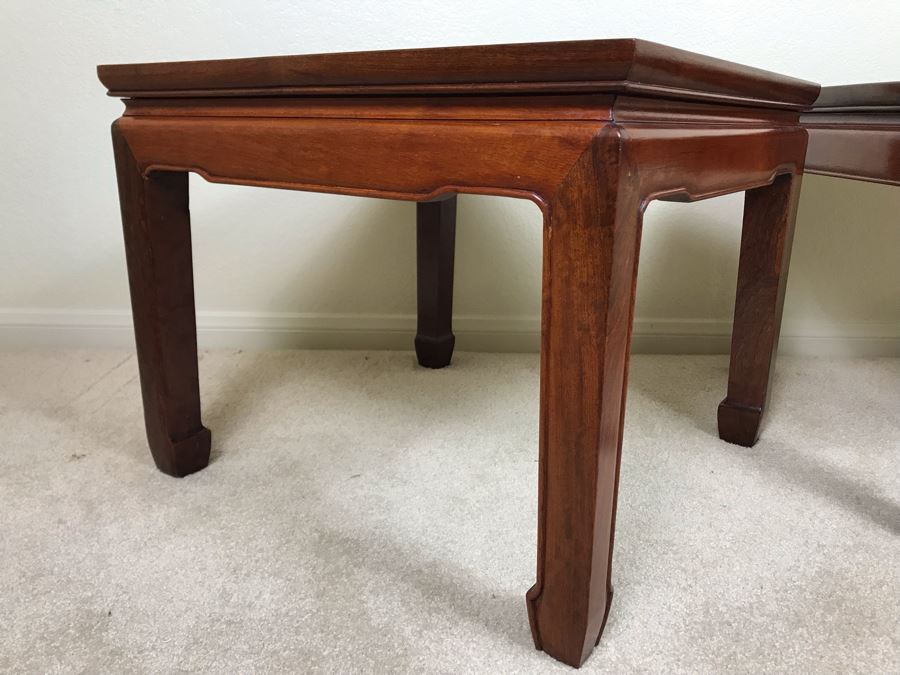 Pair Of Chinese Hong Kong Wooden Side Tables 20W X 16H [Photo 14]