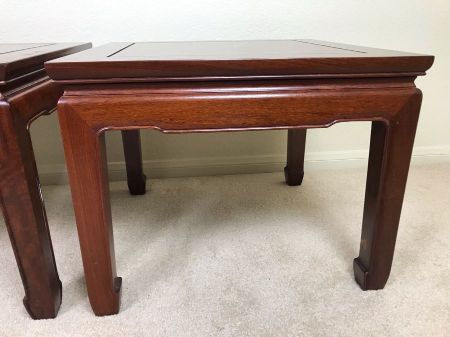 Pair Of Chinese Hong Kong Wooden Side Tables 20W X 16H [Photo 5]