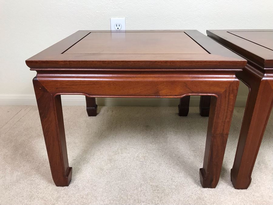 Pair Of Chinese Hong Kong Wooden Side Tables 20W X 16H [Photo 9]