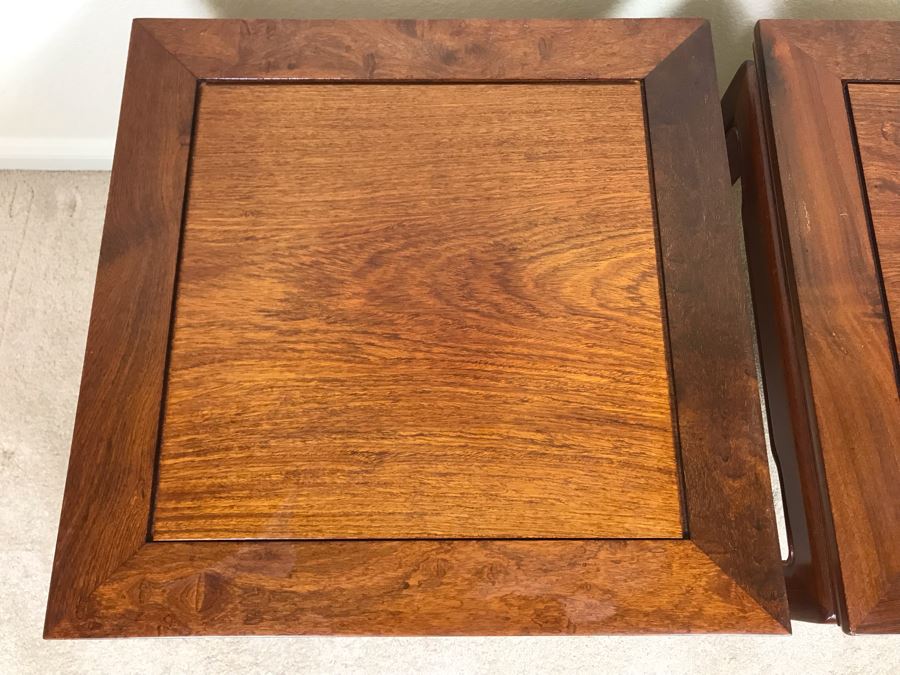 Pair Of Chinese Hong Kong Wooden Side Tables 20W X 16H [Photo 11]