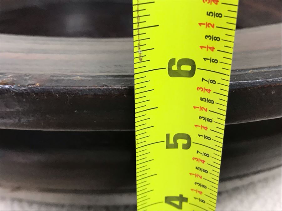 Antique Large Signed Asian Wooden Bowl 22.5W X 6H [Photo 17]