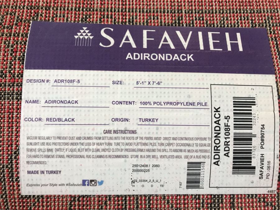 Brilliant Red And Black Synthetic Area Rug By Safavieh Adirondack 5'1' X 7'6' From Turkey [Photo 6]