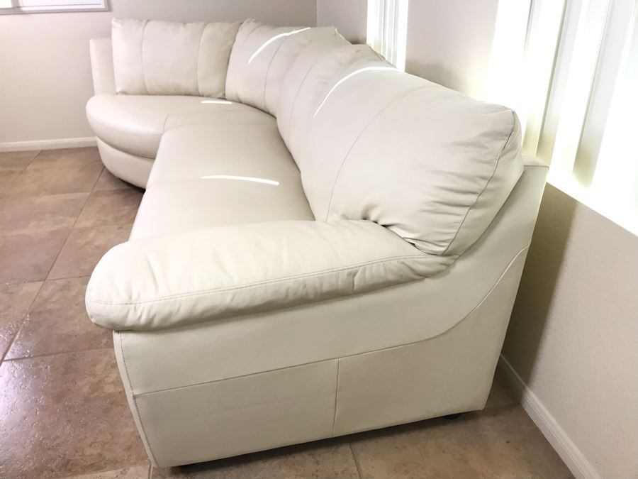 Like New 100% Leather White Cream Ikea Vreta 2-Piece Sectional Sofa 10'W X 53'D [Photo 4]