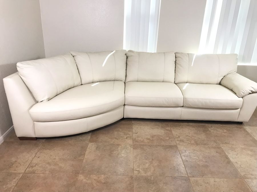 Like New 100% Leather White Cream Ikea Vreta 2-Piece Sectional Sofa 10'W X 53'D [Photo 8]