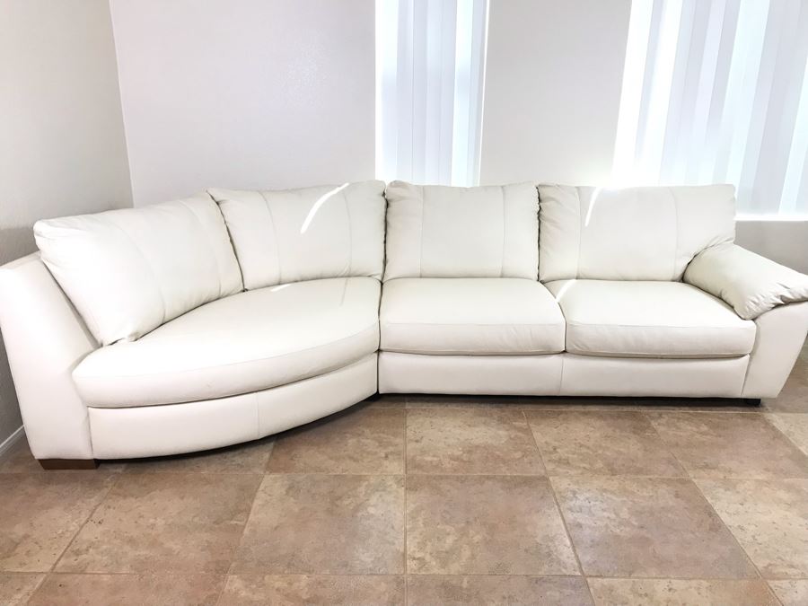 Like New 100% Leather White Cream Ikea Vreta 2-Piece Sectional Sofa 10'W X 53'D [Photo 9]