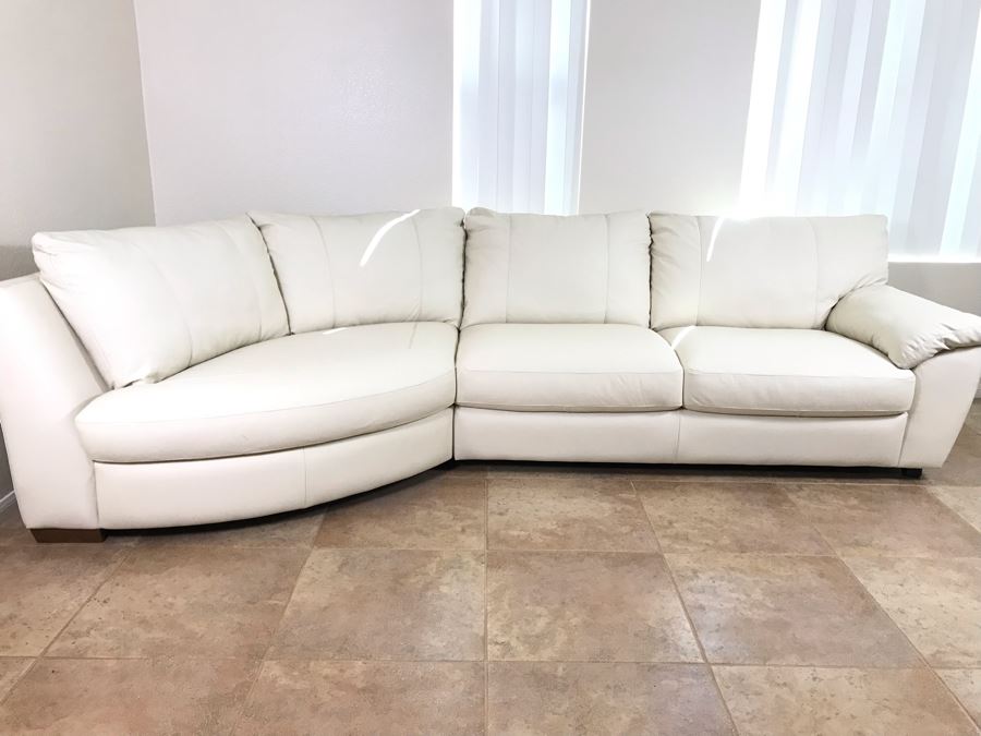 Like New 100% Leather White Cream Ikea Vreta 2-Piece Sectional Sofa 10'W X 53'D [Photo 10]