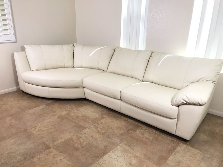 Like New 100% Leather White Cream Ikea Vreta 2-Piece Sectional Sofa 10'W X 53'D