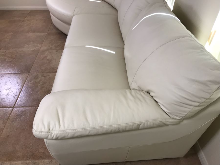 Like New 100% Leather White Cream Ikea Vreta 2-Piece Sectional Sofa 10'W X 53'D [Photo 5]