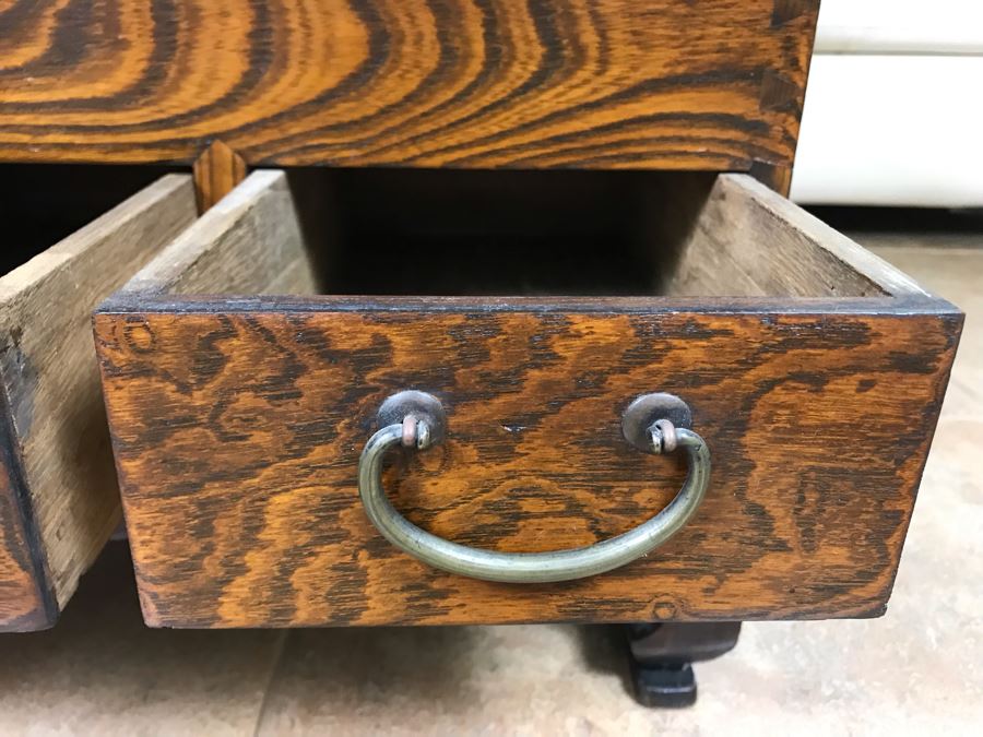 Antique Japanese Wooden Hibachi Coffee Side Table With Drawers [Photo 9]
