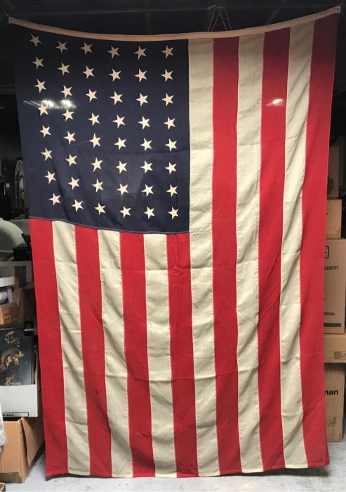 Large Vintage 48 Star Sewn United States American Linen Flag 8'5'W X 5'6'H [Photo 3]