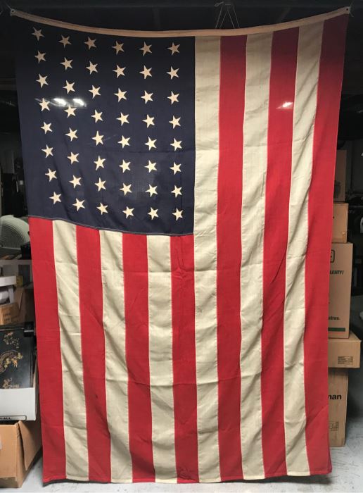 Large Vintage 48 Star Sewn United States American Linen Flag 8'5'W X 5'6'H [Photo 2]