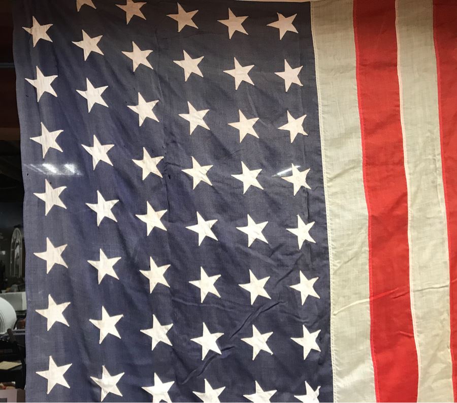 Large Vintage 48 Star Sewn United States American Linen Flag 9'6'W X 4'6'H [Photo 3]