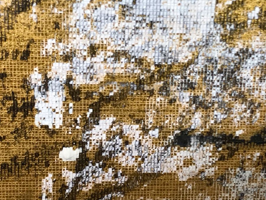 Vintage Signed Original Gold Leaf Screen Landscape Painting Excellent Condition 66W X 36H [Photo 15]